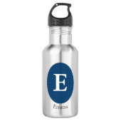 Elegant Blue Personalisiert Monogram Edelstahlflasche (Vorderseite)