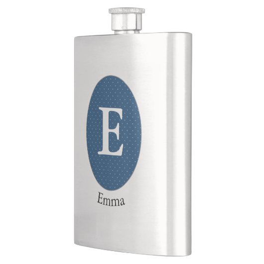 Elegant Blue Personalisiert Monogram Flachmann (Links)