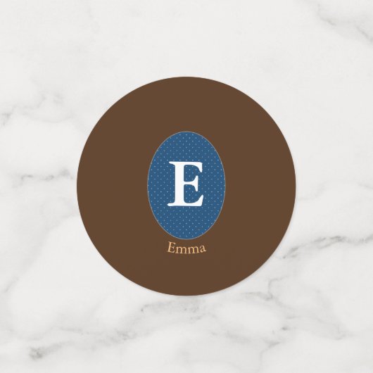 Elegant Blue Personalisiert Monogram Konfetti (Klein Vorderseite)