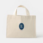 Elegant Blue Personalisiert Monogram Mini Stoffbeutel (Rückseite)