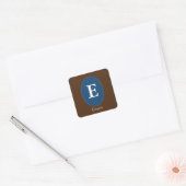 Elegant Blue Personalisiert Monogram Quadratischer Aufkleber (Umschlag)
