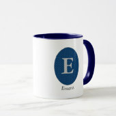 Elegant Blue Personalisiert Monogram Tasse (VorderseiteRechts)