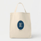 Elegant Blue Personalisiert Monogram Tragetasche (Vorne)