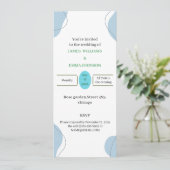 Elegant Blue Personalisiert Wedding Einladung (Stehend Vorderseite)