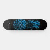 Elegant Blue Pineapa Monogramm Minimalistisch Skateboard (Horizontal)