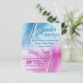 Elegant Blue Pink Feather Gender Offenlegung Einla (Stehend Vorderseite)