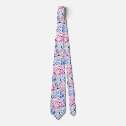 Elegant Blue Pink Hydrangeas Krawatte (Vorderseite)