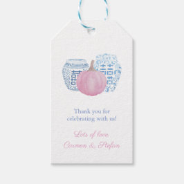 Elegant Blue & Pink Pumpkin Chinoiserie Gefälligke Geschenkanhänger