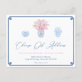 Elegant Blue Pink Scheidung Änderung der Adresse Ankündigungspostkarte