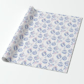 Elegant Blue & Pink Toile Christmas Ornaments Wrap Geschenkpapier (Ungerollt)