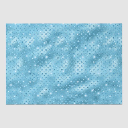 Elegant Blue Polka Dot Metallic Glitzer Pattern Seidenpapier (Vorderseite)