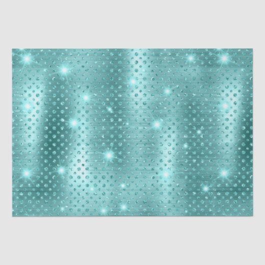Elegant Blue Polka Dot Metallic Glitzer Pattern Seidenpapier (Vorderseite)