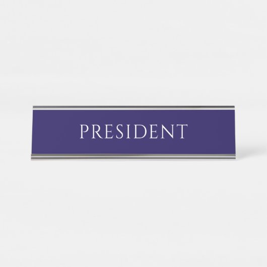Elegant Blue President Name Plate Schreibtischnamensplakette (Vorderseite )