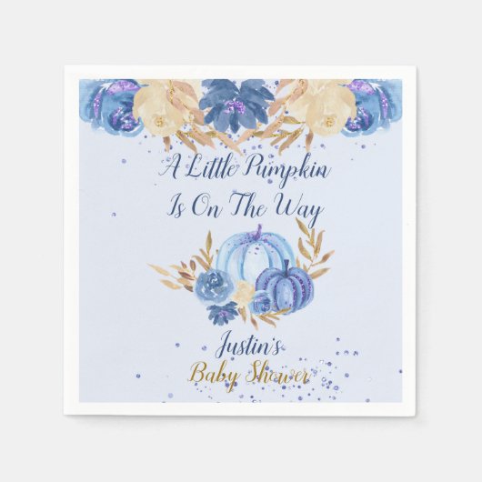 Elegant Blue Pumpkin Baby Shower Serviette (Vorderseite)