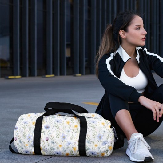 Elegant Blue Purple Watercolor Wildflower  Duffle Bag