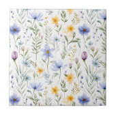 Elegant Blue Purple Watercolor Wildflower Fliese (Vorderseite)