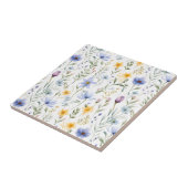 Elegant Blue Purple Watercolor Wildflower Fliese (Seite)