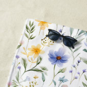 Elegant Blue Purple Watercolor Wildflower Name Strandtuch (Beispiel)