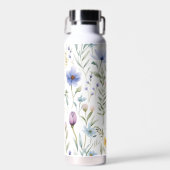 Elegant Blue Purple Watercolor Wildflower Trinkflasche (Vorne)