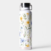 Elegant Blue Purple Watercolor Wildflower Trinkflasche (Rückseite)