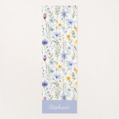 Elegant Blue Purple Wildflower Watercolor Name Yogamatte (Vorderseite)