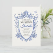 Elegant Blue Quinceanera 15th Birthday Einladung (Stehend Vorderseite)