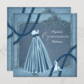 Elegant Blue Quinceanera Einladungen (Vorne/Hinten)