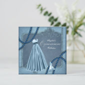 Elegant Blue Quinceanera Einladungen (Stehend Vorderseite)