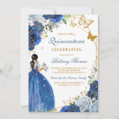 Elegant Blue Quinceañera Invitation Einladung (Vorderseite)