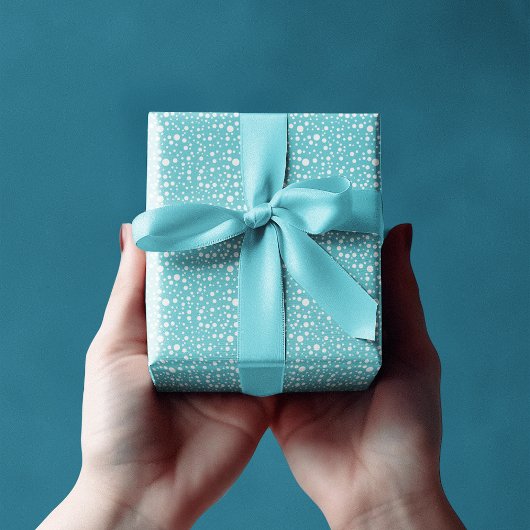 Elegant Blue Random Sized White Polka Dots Geschenkpapier