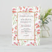 Elegant Blue & Red Flowers Bridal Shower  Einladung (Stehend Vorderseite)