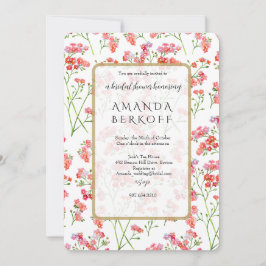 Elegant Blue & Red Flowers Bridal Shower  Einladung