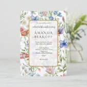 Elegant Blue & Red Flowers Bridal Shower  Einladung (Stehend Vorderseite)