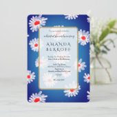 Elegant Blue & Red Flowers Bridal Shower Einladung (Stehend Vorderseite)