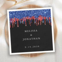 Elegant Blue Red Glitzer Tropfens Patriotic Weddin