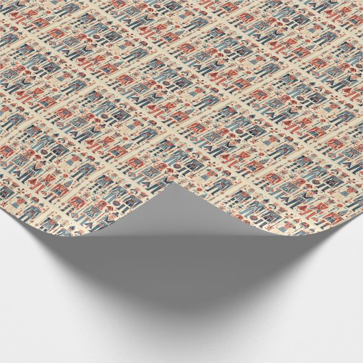 Elegant Blue & Red Nutcracker Geschenkpapier (Ecke)