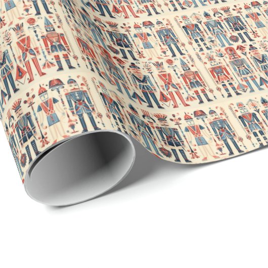 Elegant Blue & Red Nutcracker Geschenkpapier (Rolleneckpunkt)