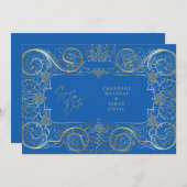 Elegant Blue Regal Gold Wedding rettet das Datum Save The Date (Vorne/Hinten)