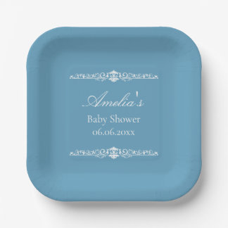 Elegant Blue Regency Style Baby Shower Pappteller