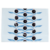 Elegant Blue Ribbon and Black Ornament Gift Bag Große Geschenktüte (Rückseite)