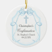 Elegant Blue Ribbon Bow Confirmation Geschenk Keramik Ornament (Vorne)