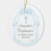 Elegant Blue Ribbon Bow Confirmation Geschenk Keramik Ornament (Links)