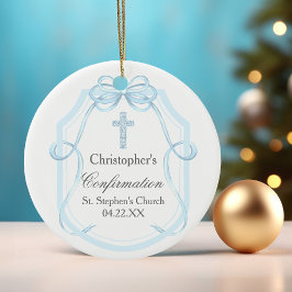 Elegant Blue Ribbon Bow Confirmation Geschenk Keramik Ornament