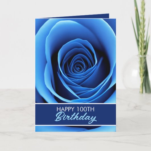 Elegant Blue Rose 100. Geburtstag Karte (Vorderseite)