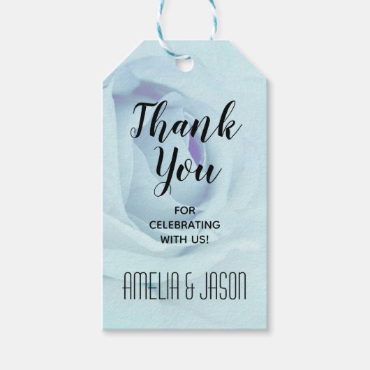 Elegant Blue Rose Floral Vielen Dank Geschenkanhänger (Vorderseite)