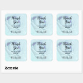 Elegant Blue Rose Floral Vielen Dank Quadratischer Aufkleber (Blatt)