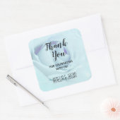 Elegant Blue Rose Floral Vielen Dank Quadratischer Aufkleber (Umschlag)