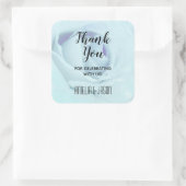 Elegant Blue Rose Floral Vielen Dank Quadratischer Aufkleber (Tasche)