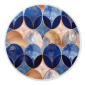 Elegant Blue + Rose Gold Geometric Pattern Keramikknauf (Vorderseite)