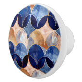 Elegant Blue + Rose Gold Geometric Pattern Keramikknauf (Rechts)